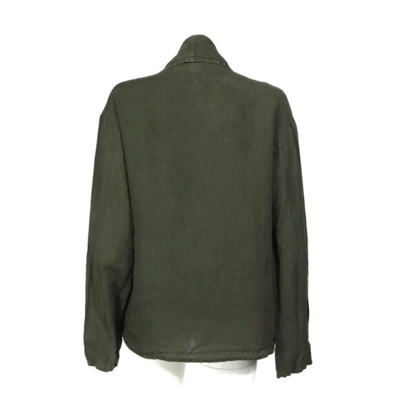 Bryn Walker Linen Hooded Open Front Cardigan Jacket Olive Green sz S USA /774 - Picture 4 of 6